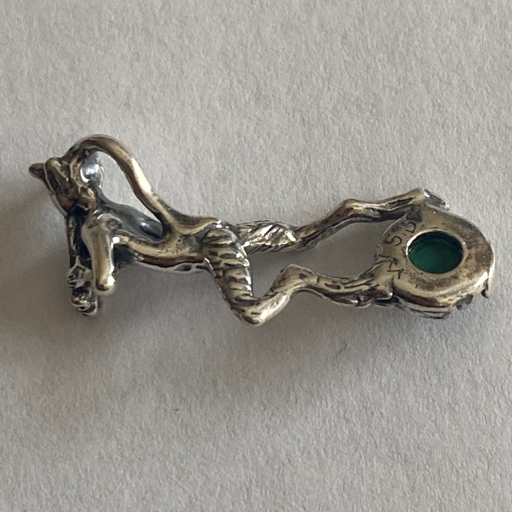 Pan Dancer Music Pendant .925 Sterling Silver w/ genuine Malachite gem USA - Picture 4 of 8